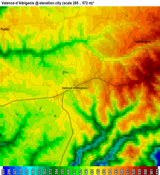 Valence-d’Albigeois elevation map