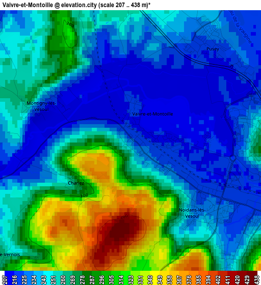 Vaivre-et-Montoille elevation map