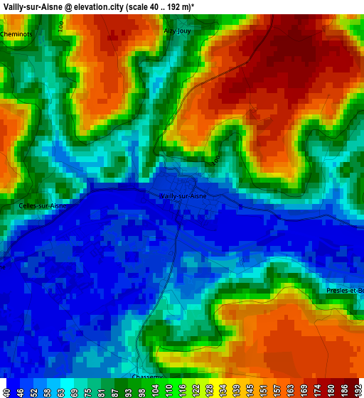 Vailly-sur-Aisne elevation map