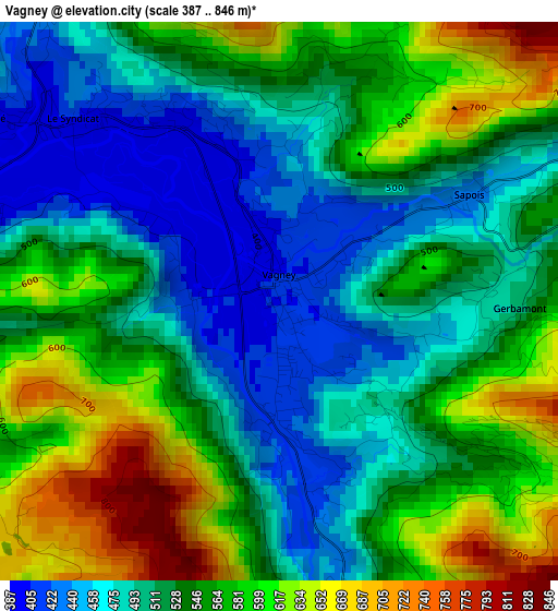 Vagney elevation map