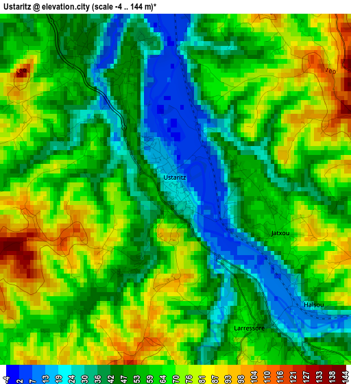 Ustaritz elevation map