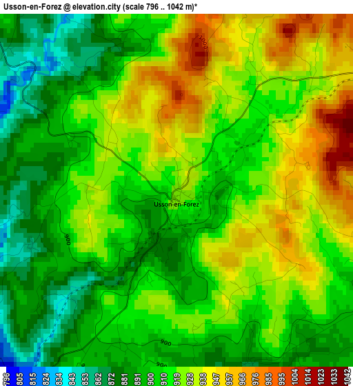 Usson-en-Forez elevation map