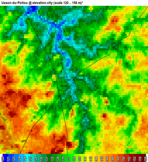 Usson-du-Poitou elevation map