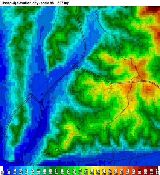 Ussac elevation map