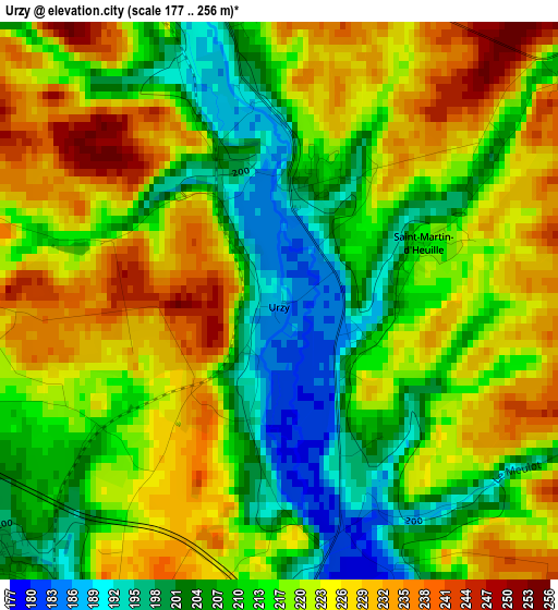 Urzy elevation map