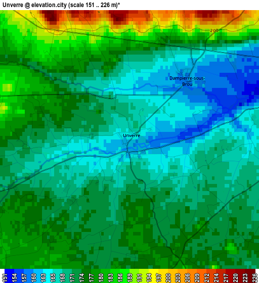 Unverre elevation map