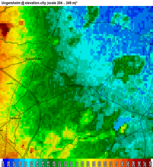 Ungersheim elevation map