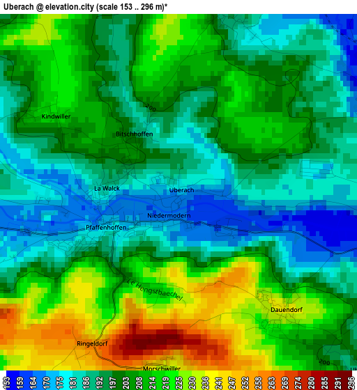 Uberach elevation map