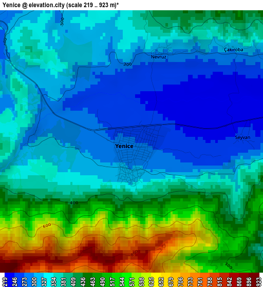 Yenice elevation map