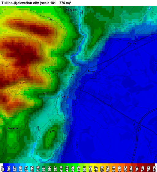 Tullins elevation map