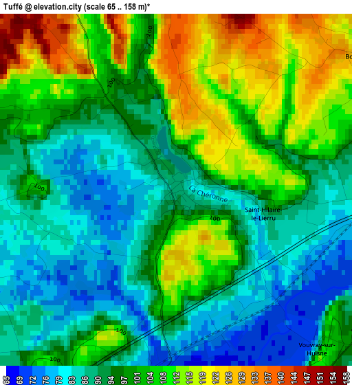 Tuffé elevation map