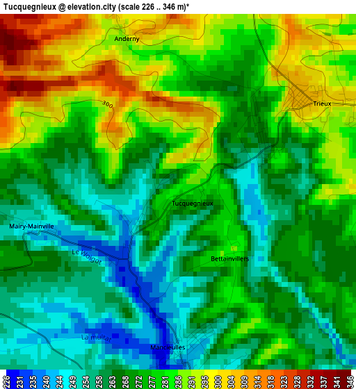 Tucquegnieux elevation map