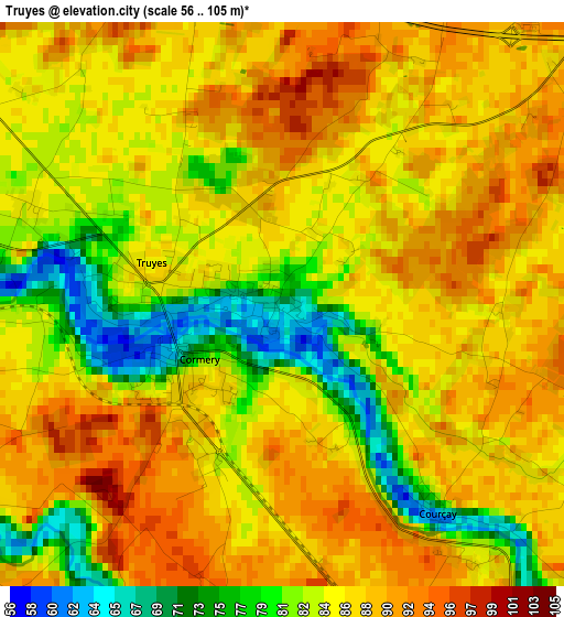 Truyes elevation map