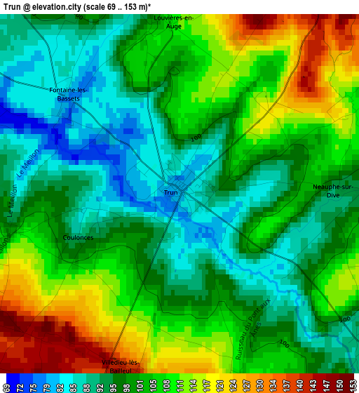 Trun elevation map