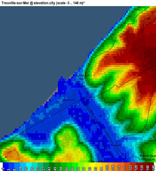 Trouville-sur-Mer elevation map