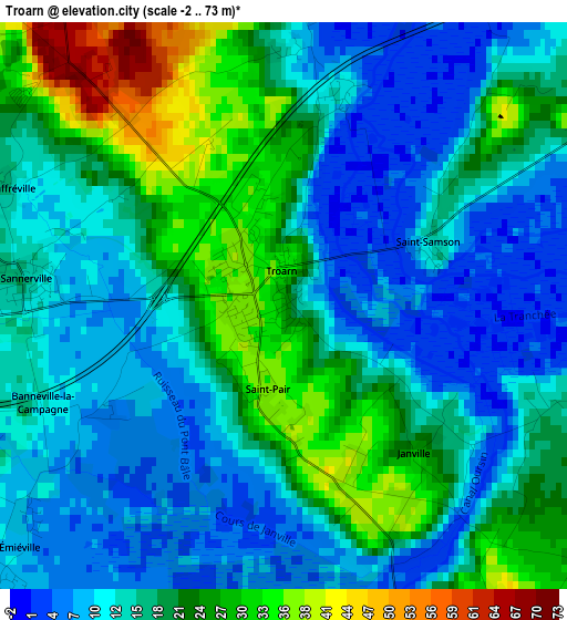 Troarn elevation map