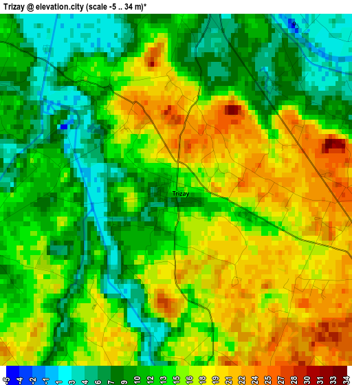 Trizay elevation map