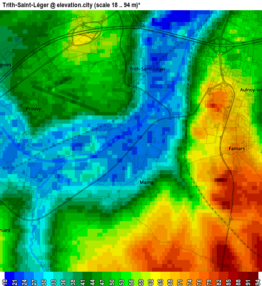 Trith-Saint-Léger elevation map