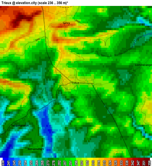 Trieux elevation map