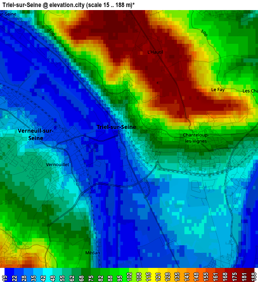 Triel-sur-Seine elevation map