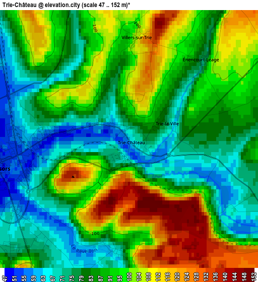 Trie-Château elevation map