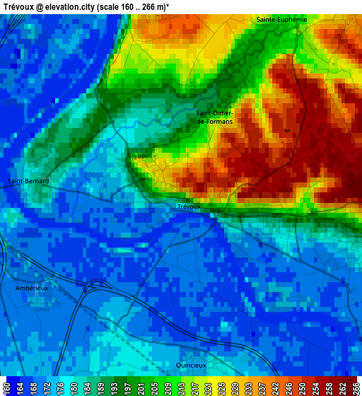 Trévoux elevation map