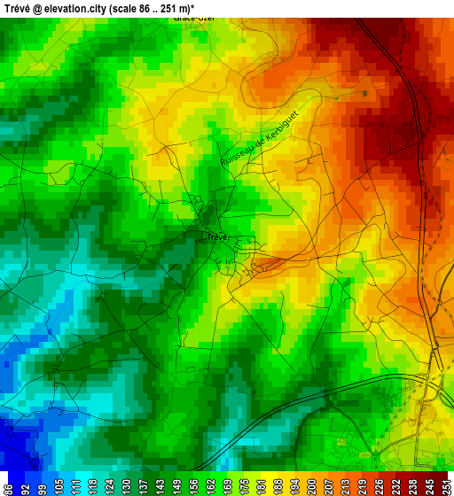 Trévé elevation map