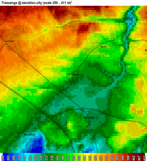 Tressange elevation map