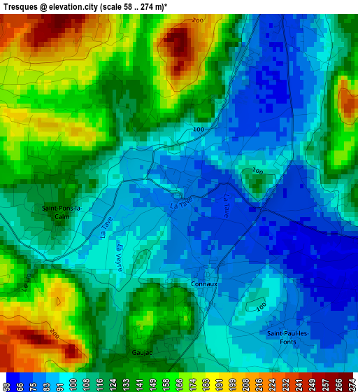 Tresques elevation map