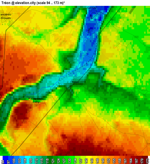 Tréon elevation map