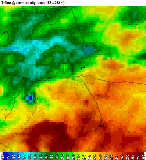 Trélon elevation map