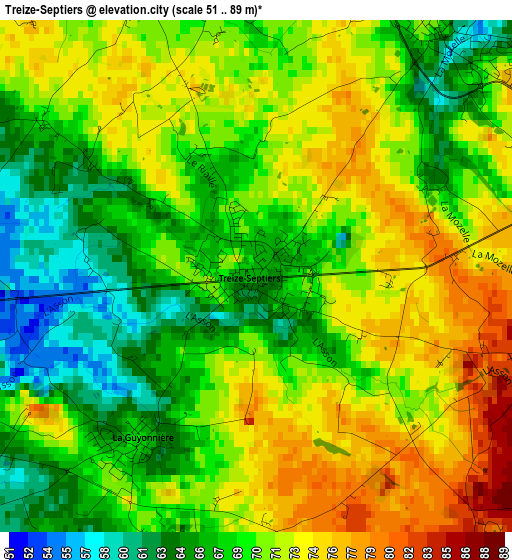 Treize-Septiers elevation map