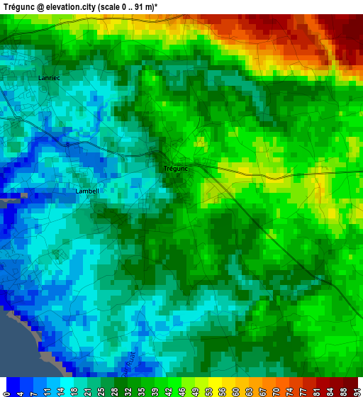 Trégunc elevation map