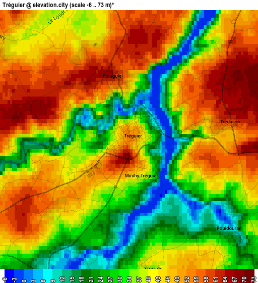 Tréguier elevation map