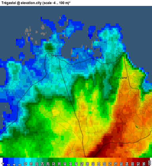 Trégastel elevation map