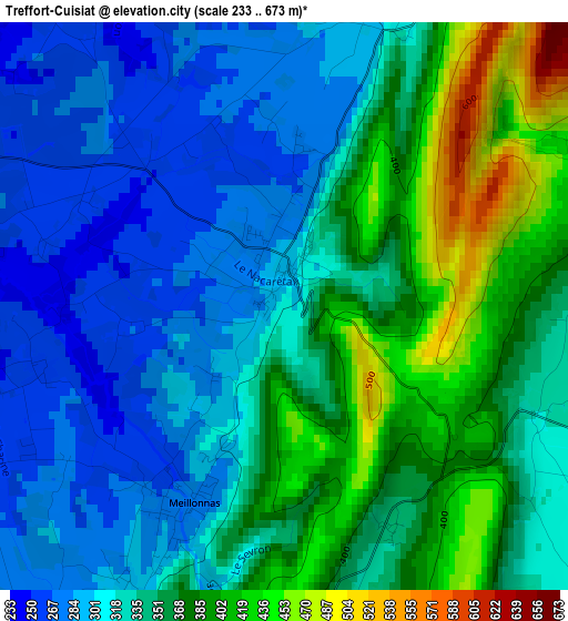 Treffort-Cuisiat elevation map