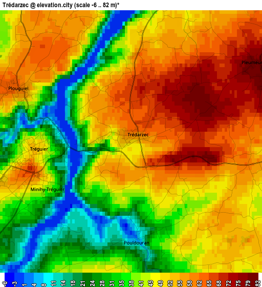 Trédarzec elevation map