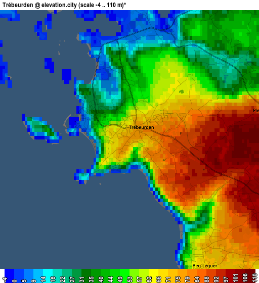 Trébeurden elevation map