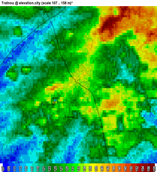 Traînou elevation map