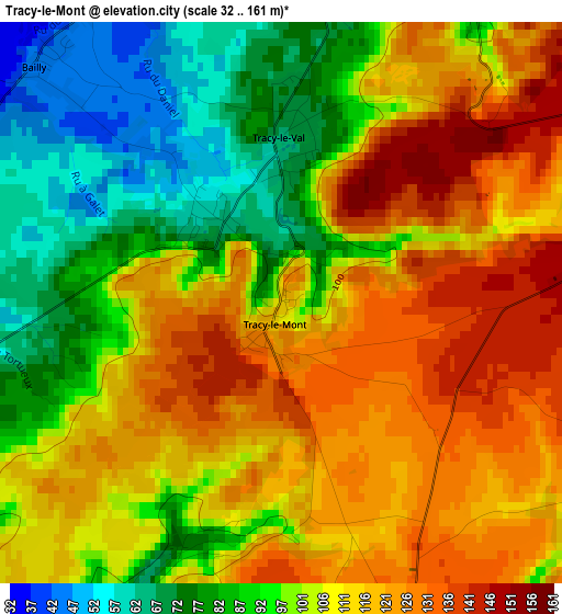Tracy-le-Mont elevation map
