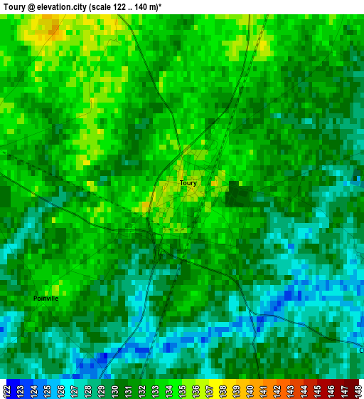 Toury elevation map