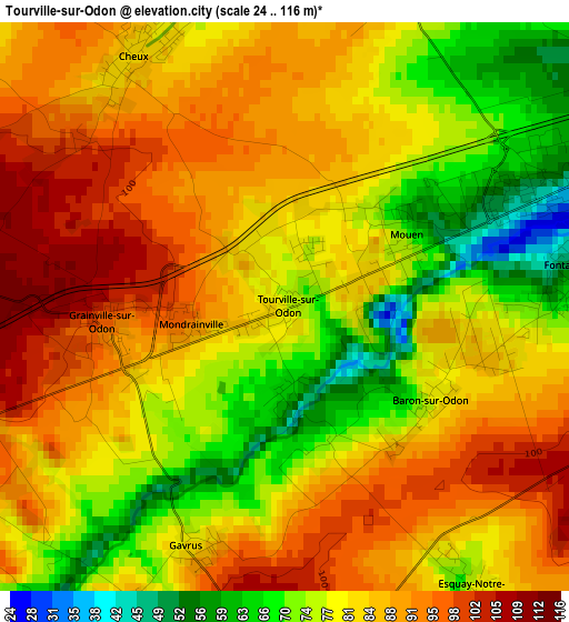 Tourville-sur-Odon elevation map
