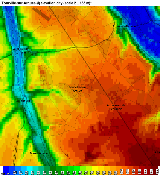 Tourville-sur-Arques elevation map