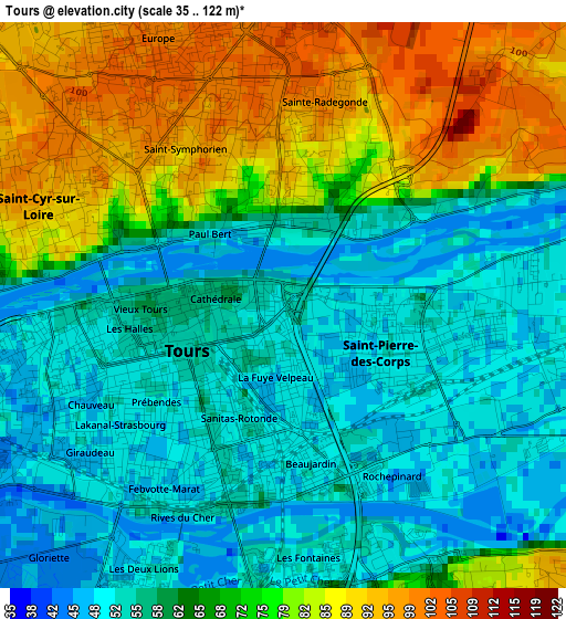Tours elevation map