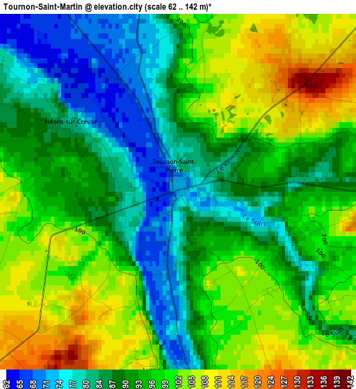 Tournon-Saint-Martin elevation map