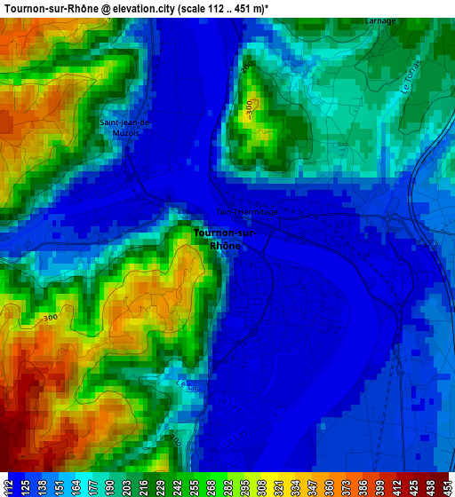 Tournon-sur-Rhône elevation map