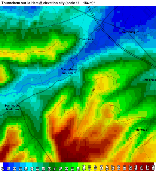 Tournehem-sur-la-Hem elevation map