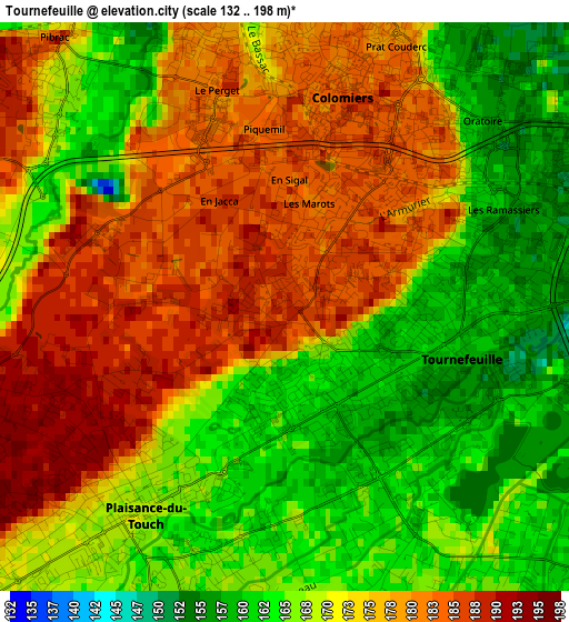 Tournefeuille elevation map