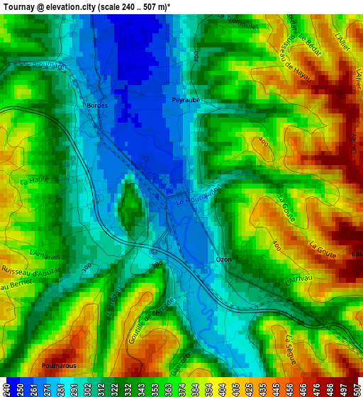 Tournay elevation map