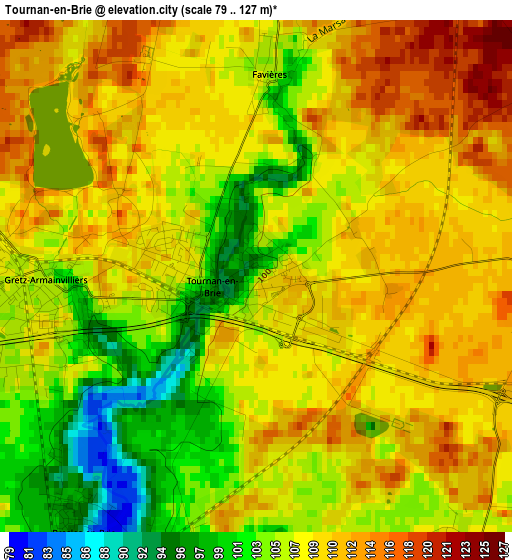 Tournan-en-Brie elevation map